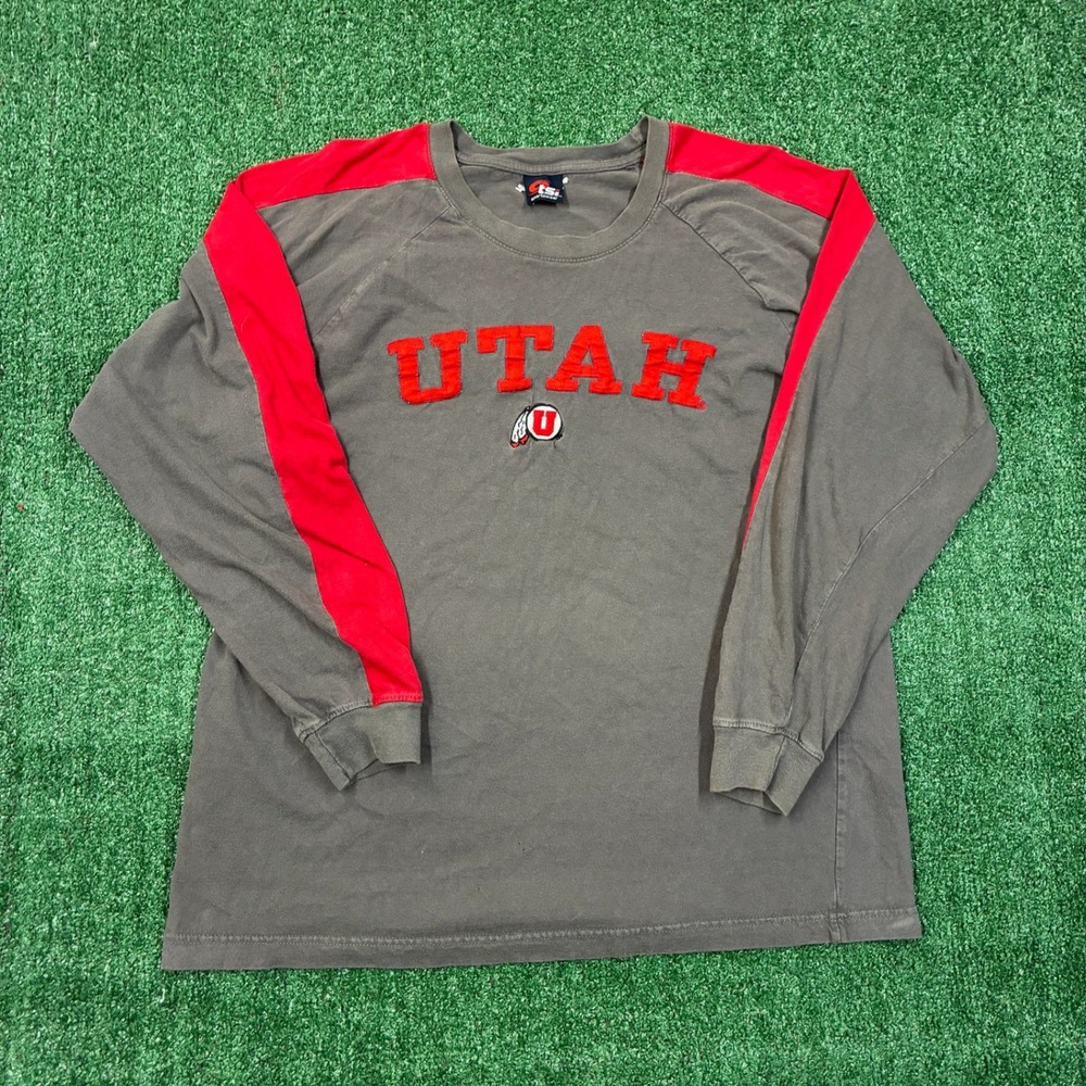 Vintage University of Utah Embroidered TSI Sportswear Striped Long Sleeve Tee
